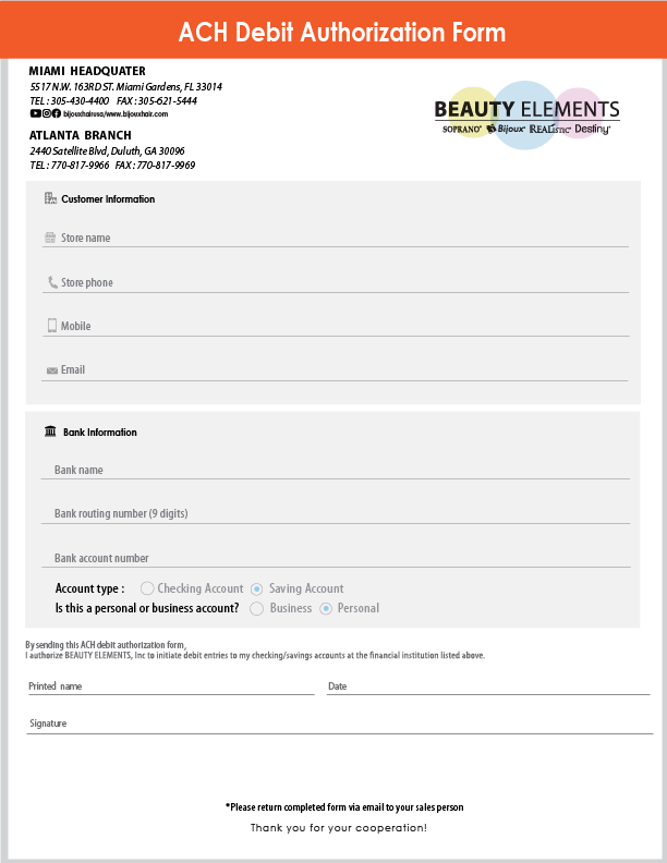 Form for credit reference